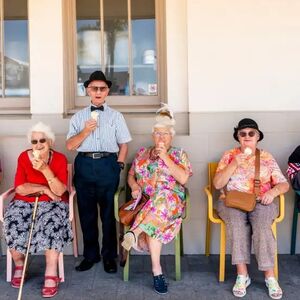 group of old people having ice cream